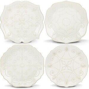 Lenox French Perle White Plates Assorted Set of 4 - NIB 829072